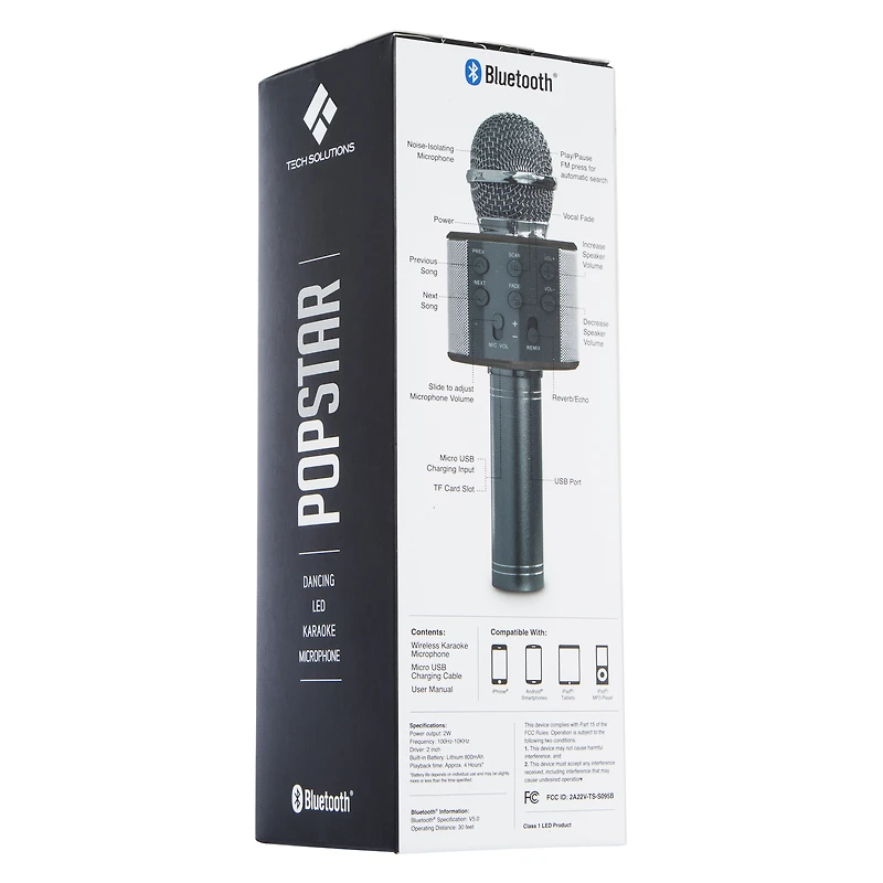 popstar dancing LED bluetooth® karaoke microphone