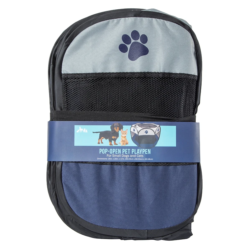 pop-open pet playpen for small dogs & cats 26in x 17in