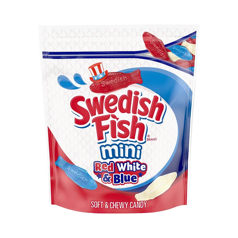swedish fish® minis red, white, & blue 1.8lb family size bag