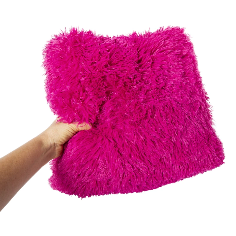High Pile Faux Fur Pillow 16in
