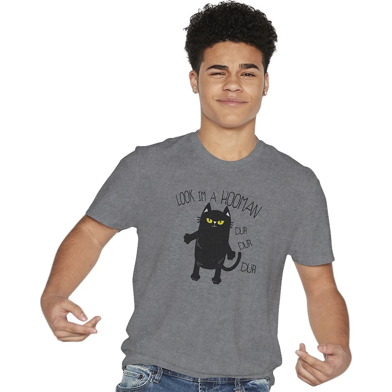 black cat 'look I'm a hooman' graphic tee