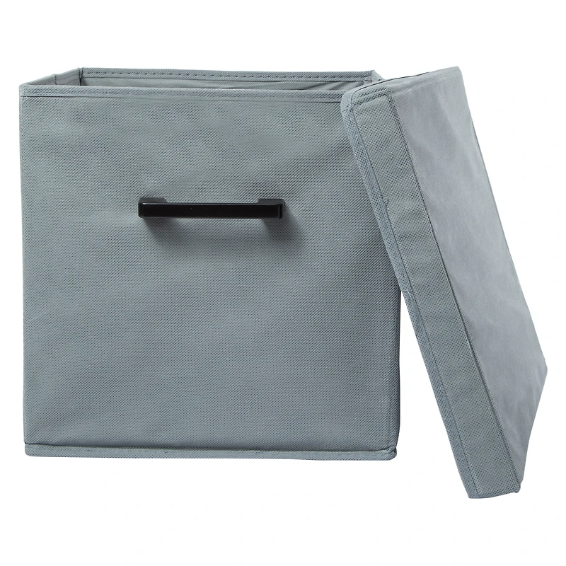 collapsible storage cube with lid & metal handle 11in