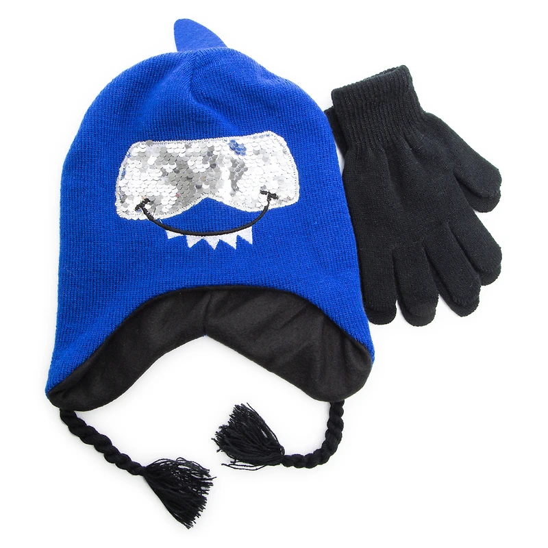 cool shark kids hat & gloves set