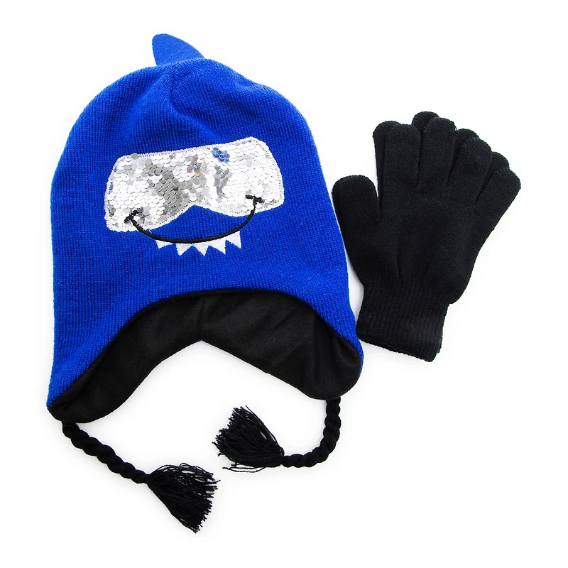 cool shark kids hat & gloves set