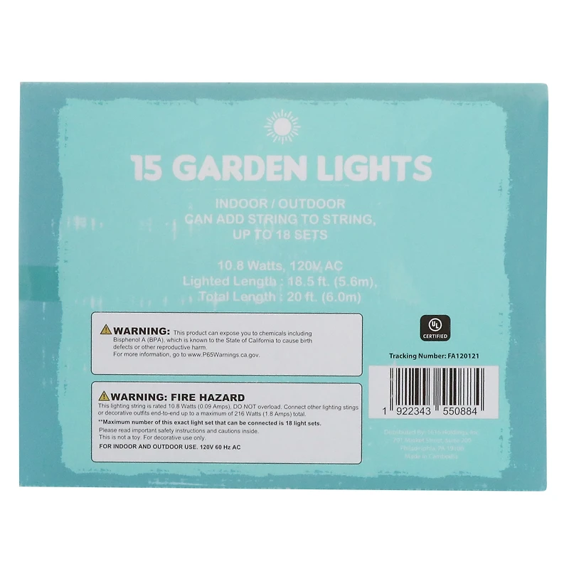 15-count outdoor garden string lights 20ft
