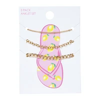 gold chain anklets 3-count