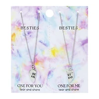 best friend heart silver necklace set, 2 necklaces