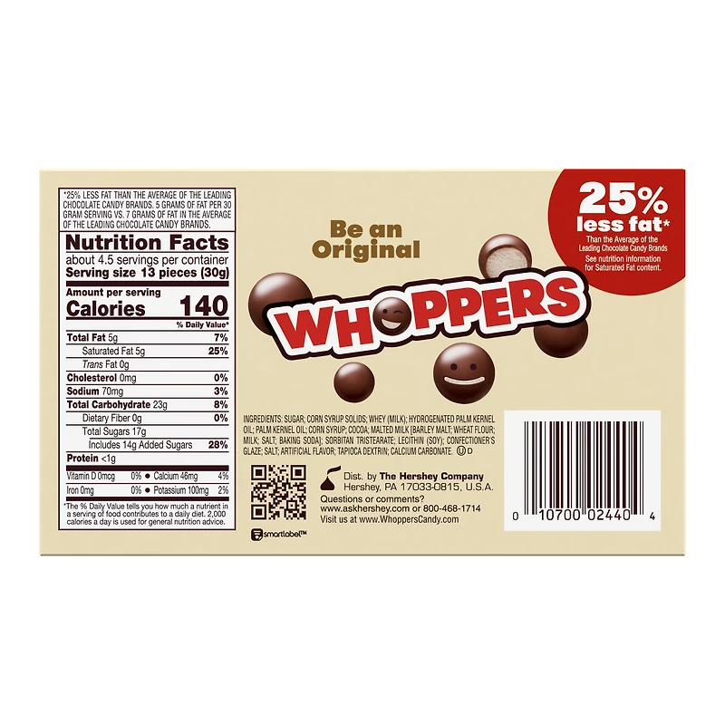 whoppers® the original malted milk balls theater box candy 5oz