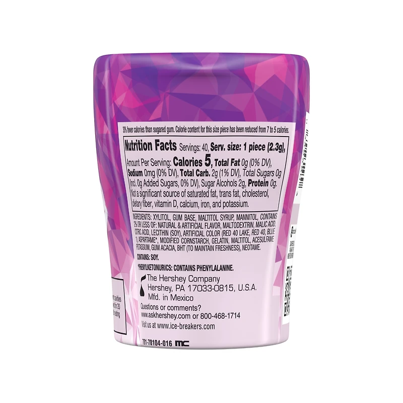 ice breakers® ice cubes sugar free gum - raspberry sorbet 40 pieces