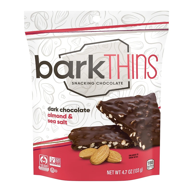 bark thins® dark chocolate almond & sea salt snack 4.7oz bag