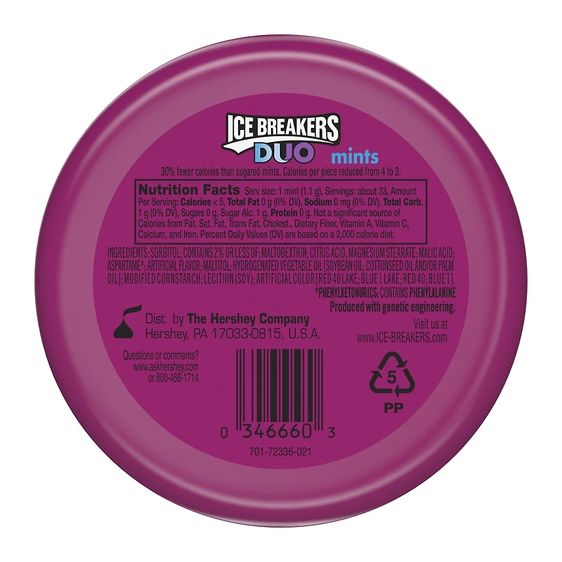 ice breakers® duo sugar-free mints 1.3oz