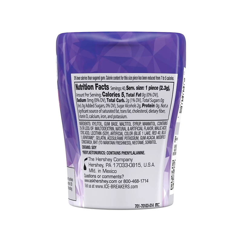 ice breakers® ice cubes sugar free gum - arctic grape 40 pieces