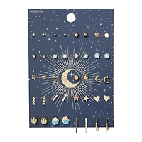 evil eye & stars 20-pair silver earrings set