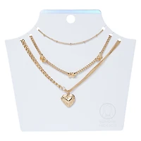 gold locket & butterfly layering necklaces set, 3-piece