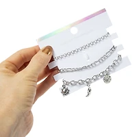 silver sun & moon charm bracelets, 3-piece set