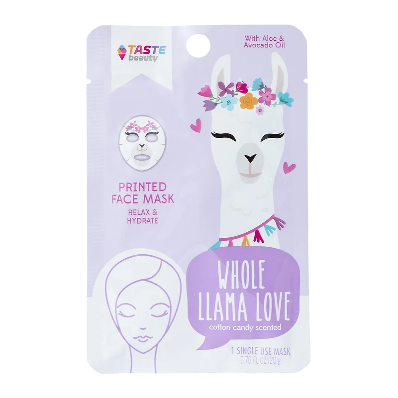 llama print scented sheet face mask 0.7oz
