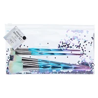 4-piece ombre makeup brush set & shaky glitter bag