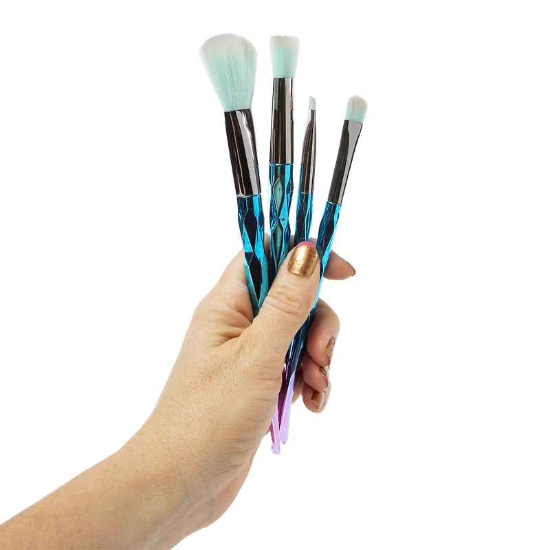 4-piece ombre makeup brush set & shaky glitter bag