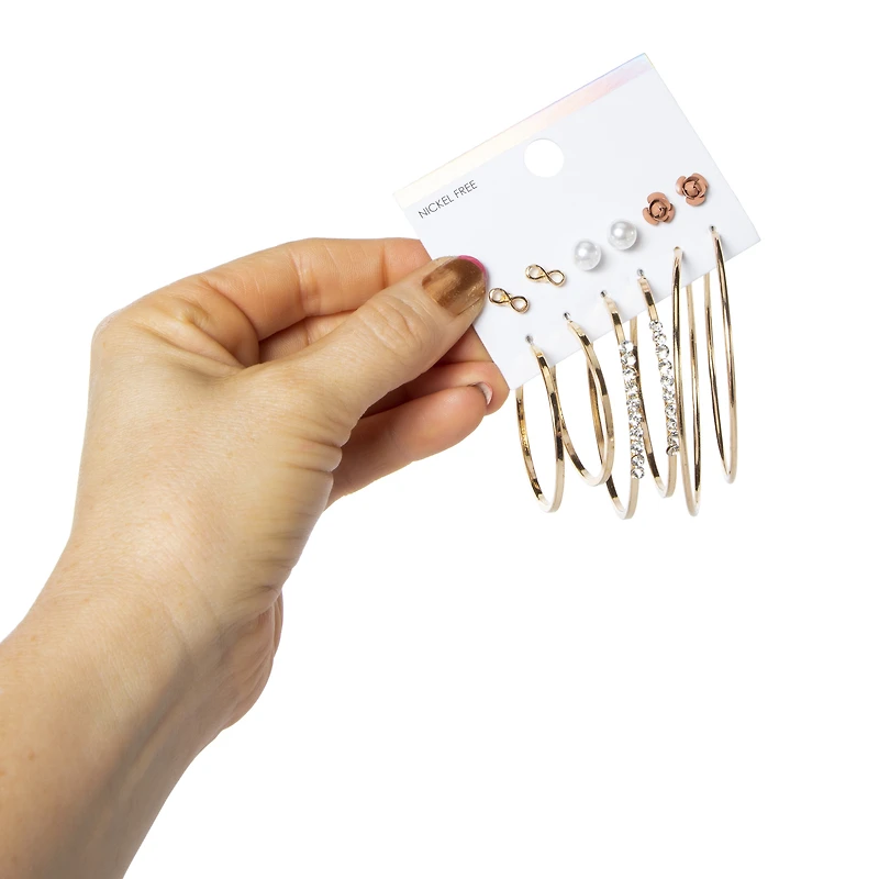 infinity hoops & studs 6-pair earrings set