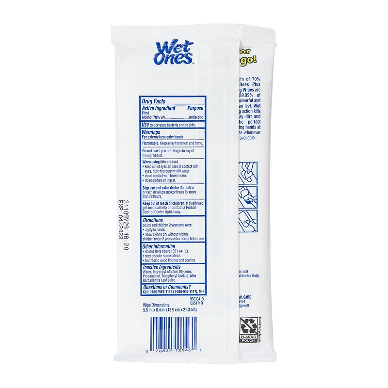 wet ones™ plus 70% alcohol hand sanitizing wipes 20-count