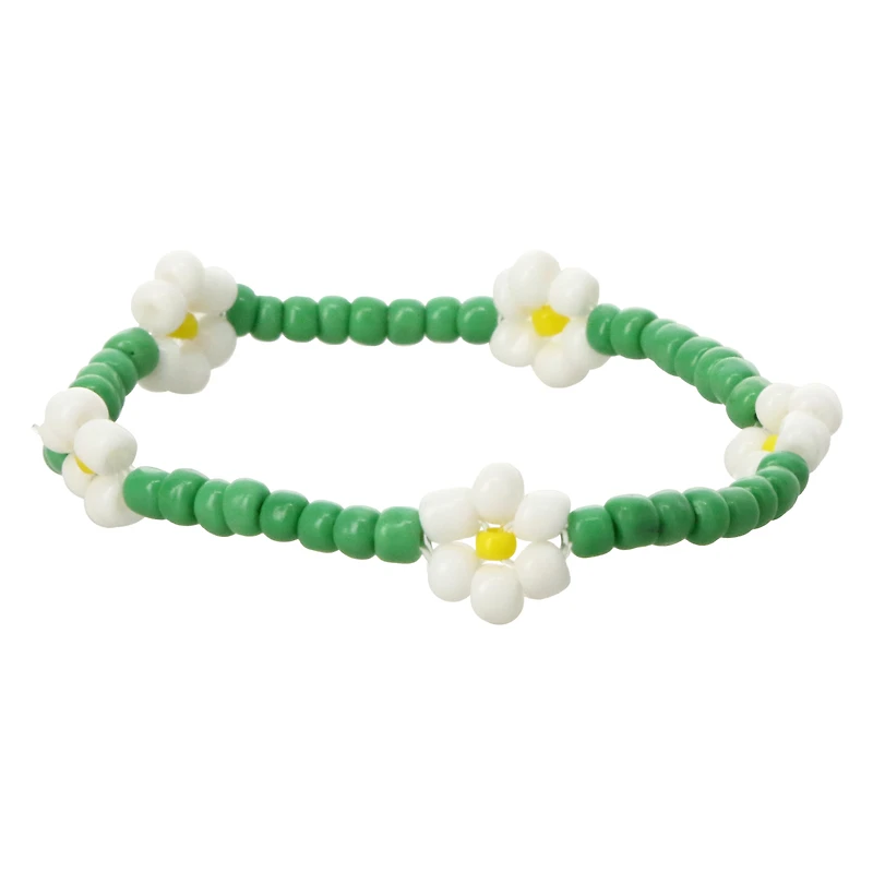seed bead & daisy bracelet