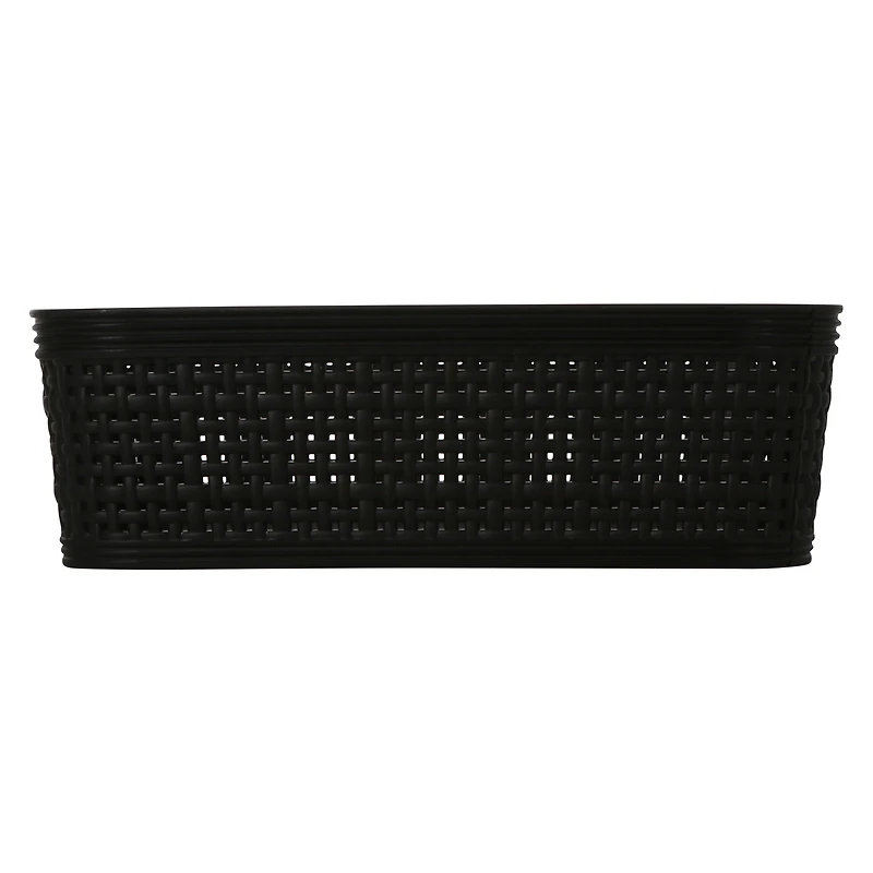 small woven plastic storage bin 7.5in x 5.3in