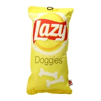 fun food™ 'lazy doggies' chips dog toy with squeaker