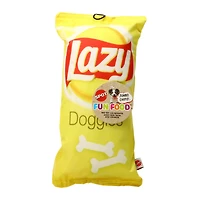 fun food™ 'lazy doggies' chips dog toy with squeaker