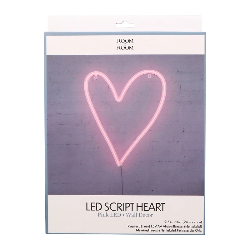 Pink Heart LED Neon Light 9.5in x 11.5in