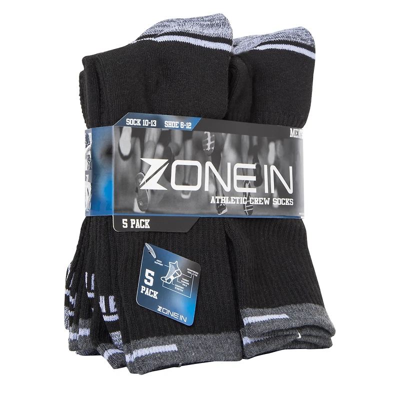 mens athletic crew socks 5-pack