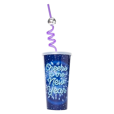 New Year's Party Tumbler With Disco Ball Straw