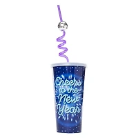New Year's Party Tumbler With Disco Ball Straw