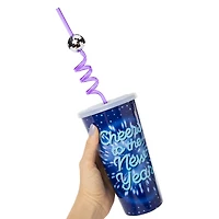 New Year's Party Tumbler With Disco Ball Straw