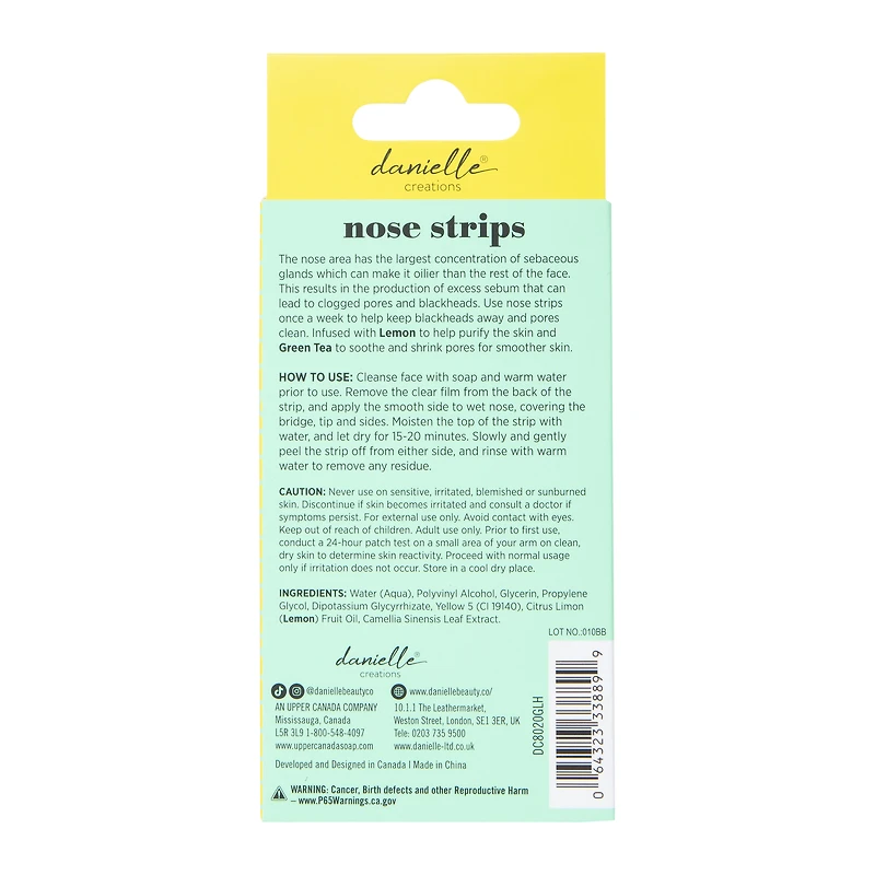 danielle creations® green tea & lemon nose strips 8-pack