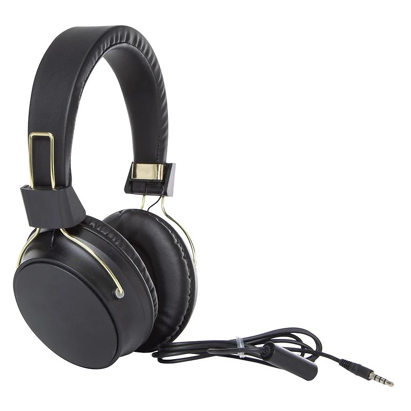 acoustic wired stereo headphones w/ microphone