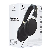 acoustic wired stereo headphones w/ microphone