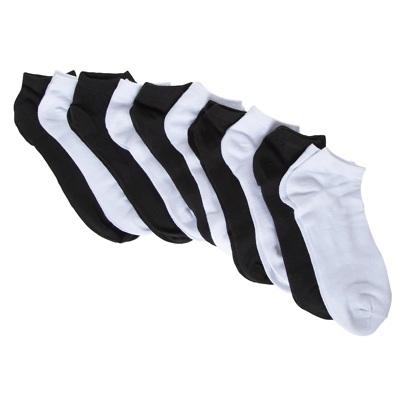mens sport ankle socks, black & white 10-pack