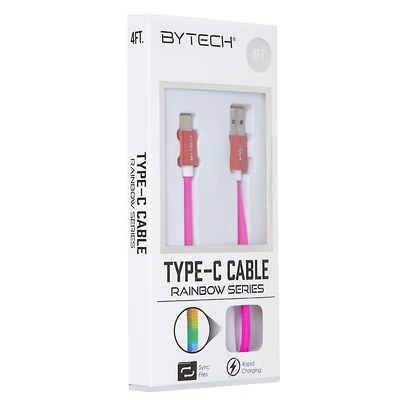 4ft neon rainbow USB Type-C cable