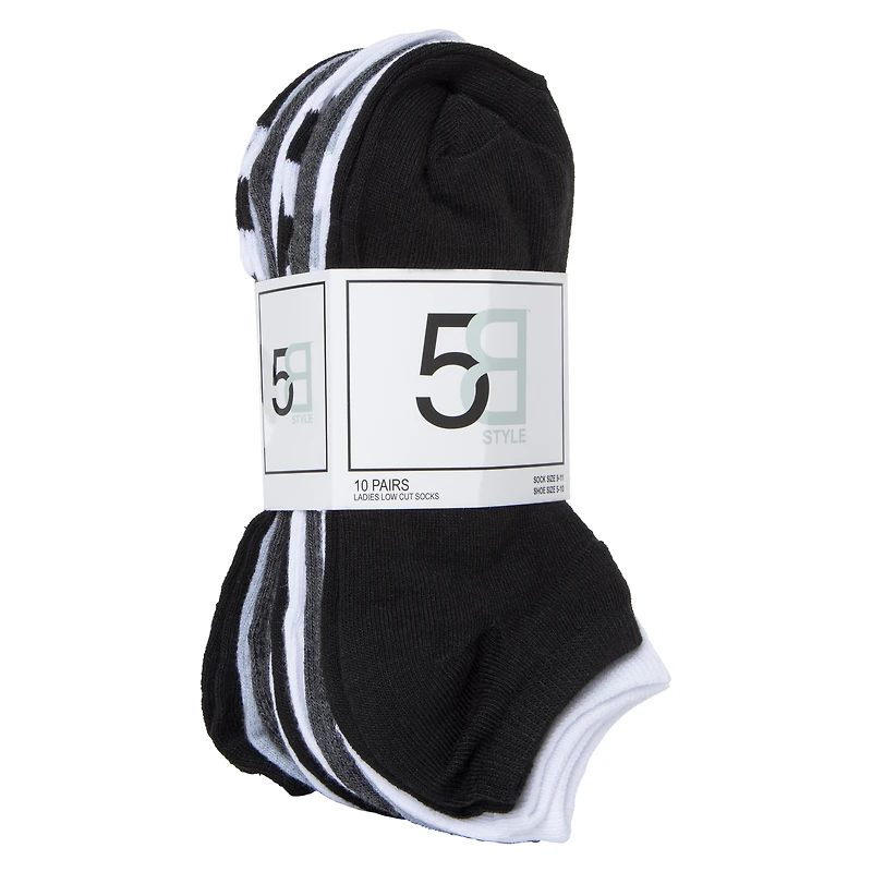 low-cut ankle socks 10-pack - solids & stripes