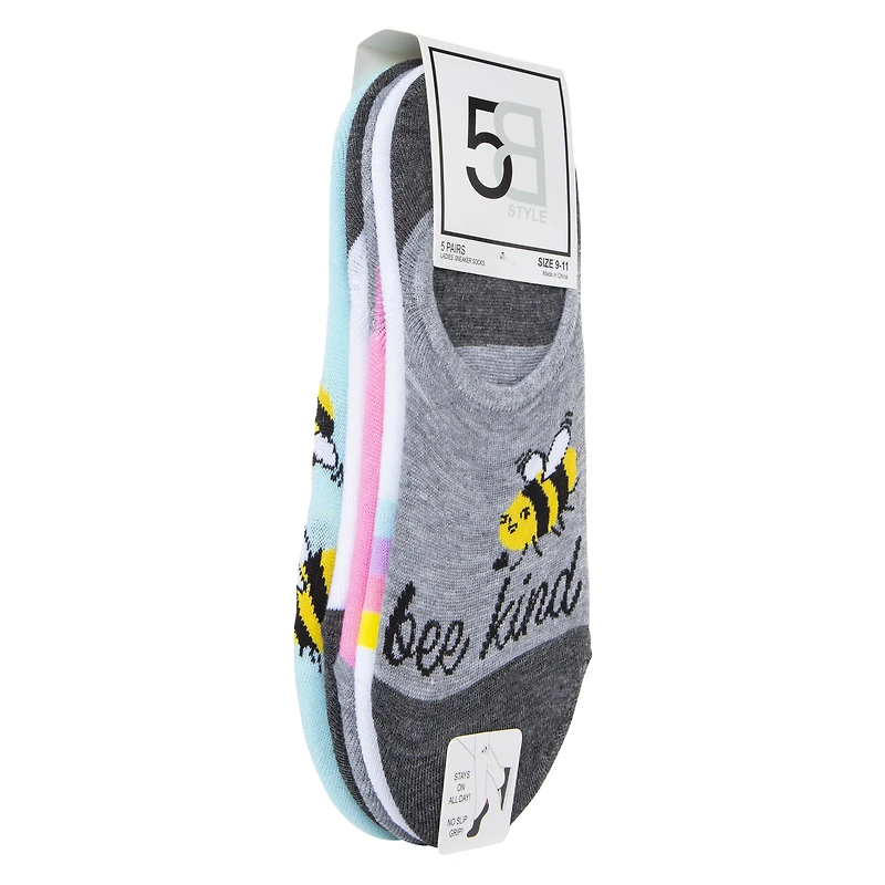 ladies 'bee kind' low-cut socks 5-pack