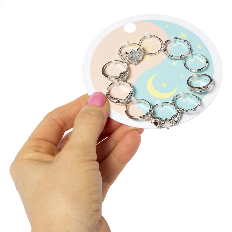 aged silver rings 10-piece jewelry set