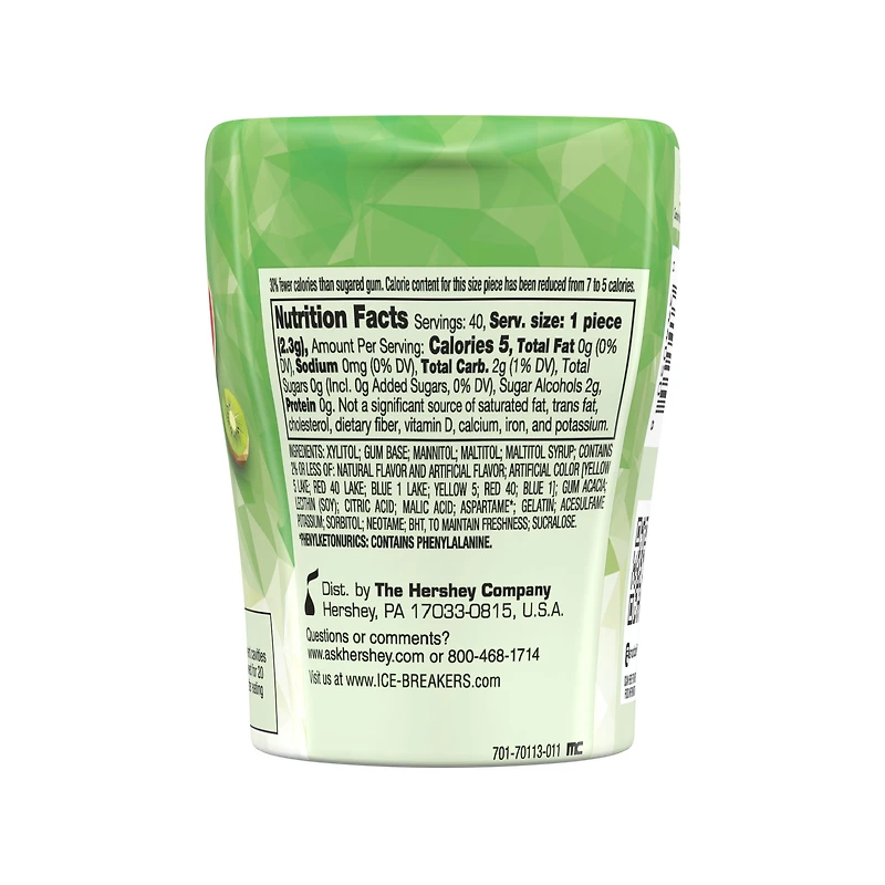 ice breakers ice cubes kiwi watermelon sugar free gum 40 pieces