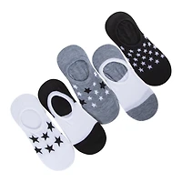 no-show sneaker liner socks 5-pack - black & white stars