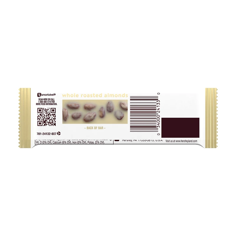 hershey's white with whole almonds candy bar 1.45oz