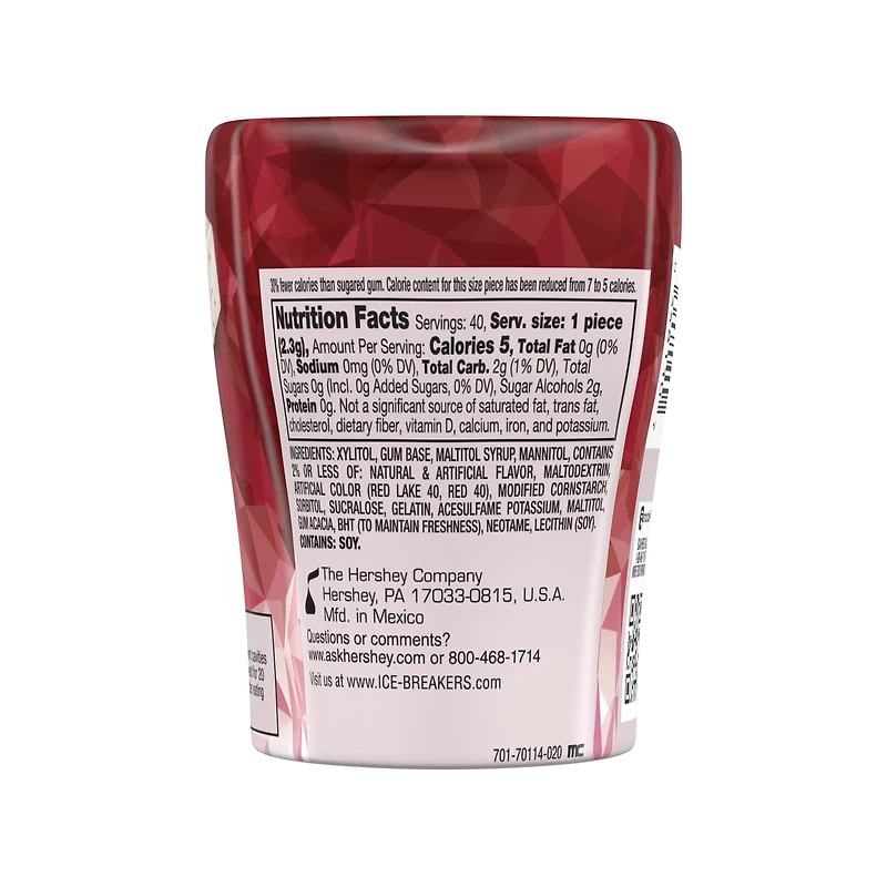 ice breakers ice cubes cinnamon sugar free gum 40 pieces