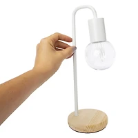 hanging bulb lamp with wooden base 12.6in