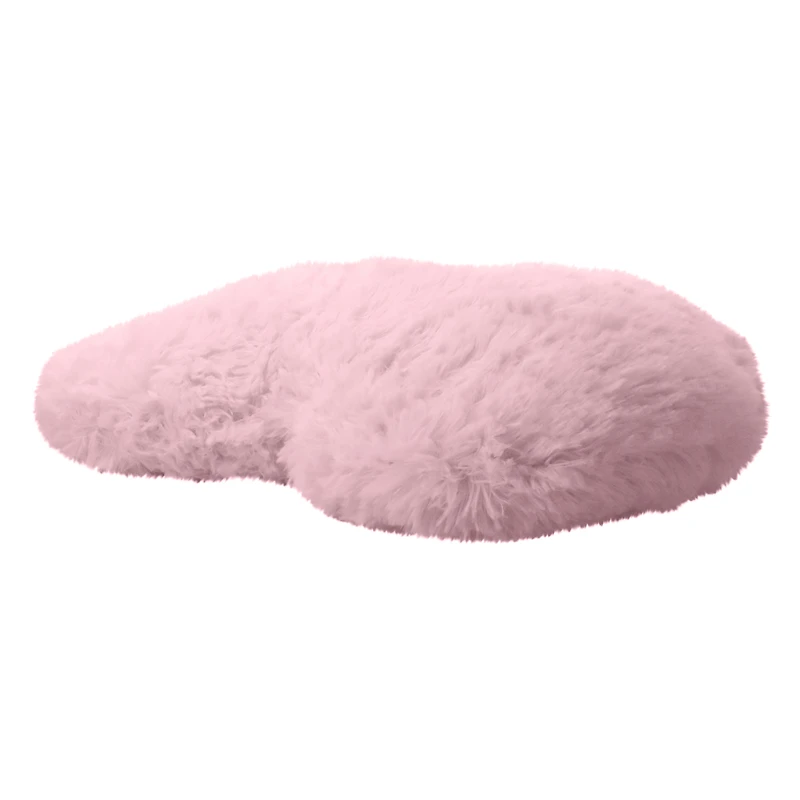 faux fur heart pillow 16in