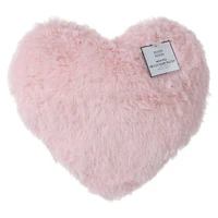 faux fur heart pillow 16in
