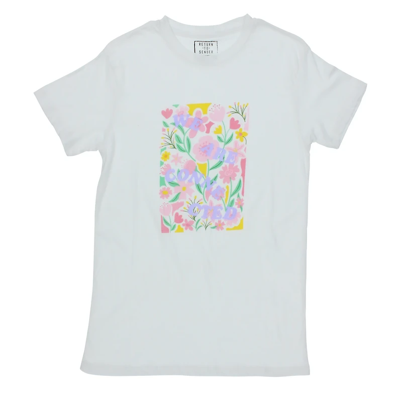 'we are connected' floral graphic tee