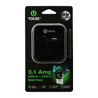 USB-A & USB-C wall plate charger 3.1 amp